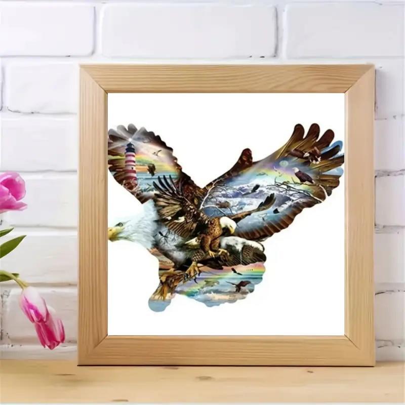 Eagle Pattern Diamond Arts Colorful Painting Kit, DIY Painting By Numbers Kit, Home Wall Craft Decoration