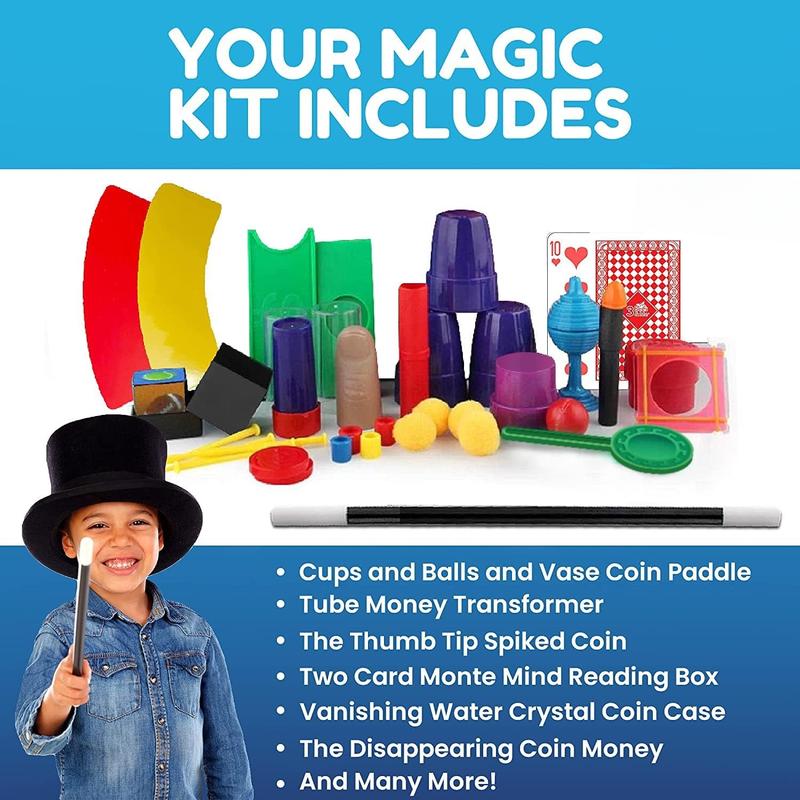 Deluxe Magic Kit Set with Toy Wand  75 Magic Tricks for Kids - Best Age 6 7 8 9 10 11 12