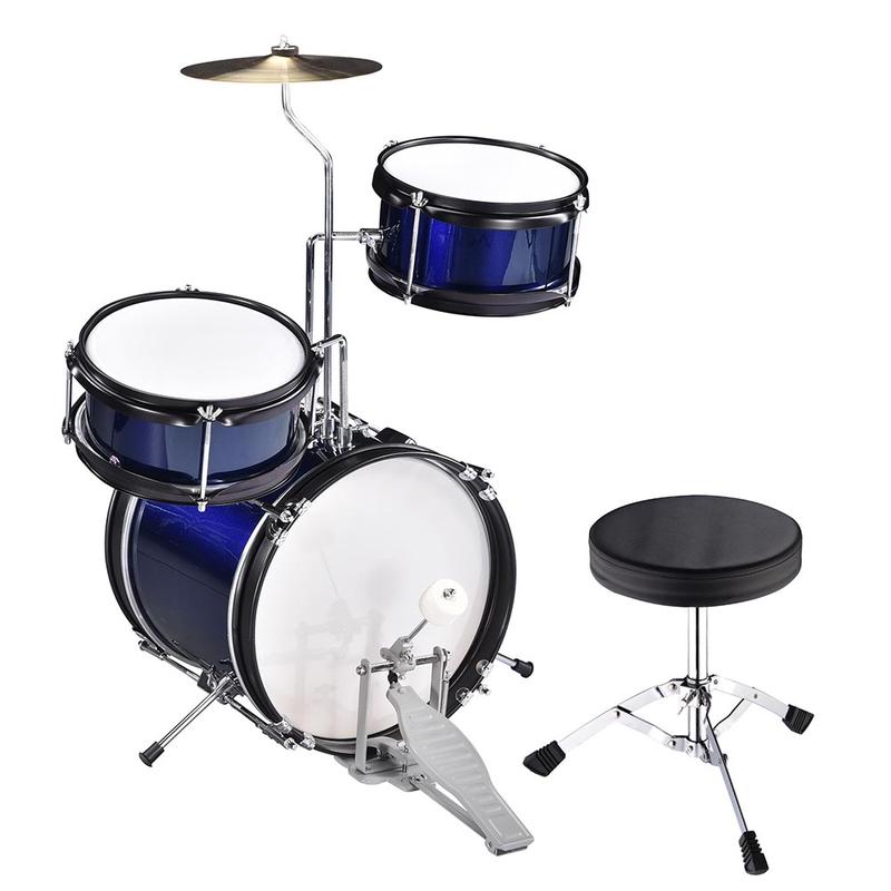 Yescom Junior Kids Drum Set w  Cymbal Drum Throne 3pcs 12inch