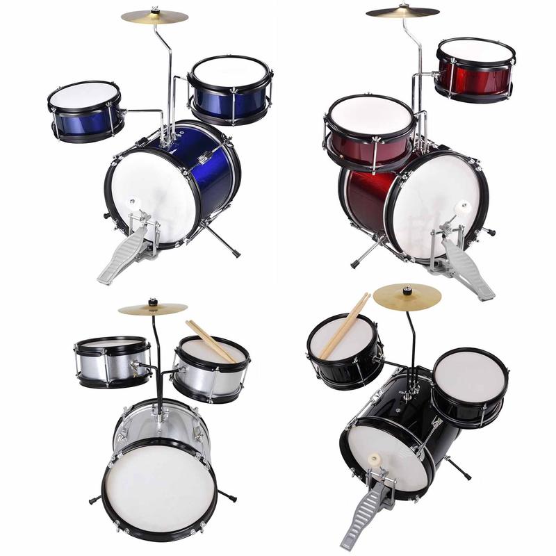 Yescom Junior Kids Drum Set w  Cymbal Drum Throne 3pcs 12inch