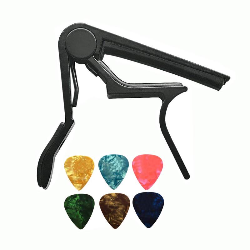 Guitar Picks Guitar Capo Acoustic Guitar Accessories Trigger Capo Key Clamp Black With 6 Pcs Guitar Picks