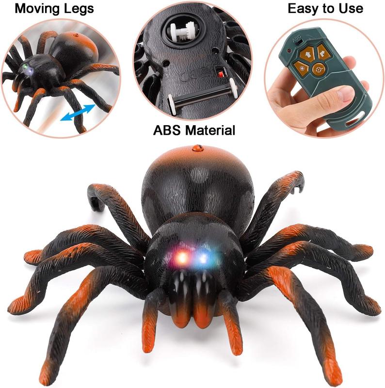 ZZ1 Moving Tarantula Spider - Kids Wireless Remote Control Toy, Great for Pranks and Halloween Decorations, Realistic Scurrying Movement, Glowing LED Eyes