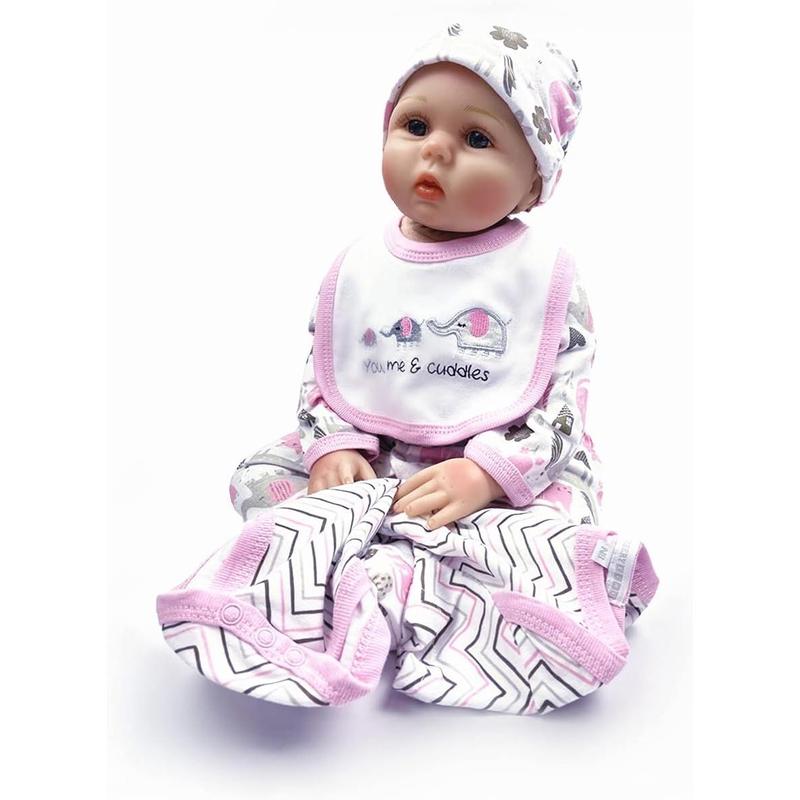 Reborn Baby Girl Dolls Clothes 22 inches 5 pcs Sets Pink Baby Elephant Outfit Accessories for 20-22