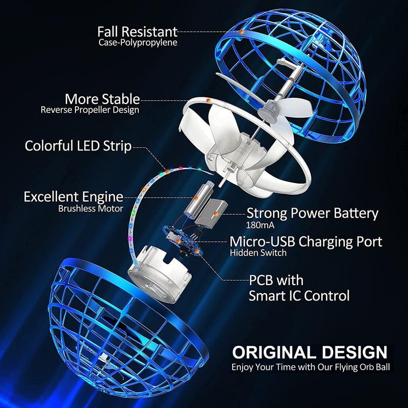 2024 Flying Orb Ball Toy, Hover Ball Boomerang Fly Fidget Spinner, Mini Drone Cosmic Globe, LED Light Up Floating Hovering Toy, Cool Gifts for 6-12+ Year Old Boys & Girls, Indoor & Outdoor Fun, Hand-Controlled Flying Spinner, Best Toy for Kids & Teens