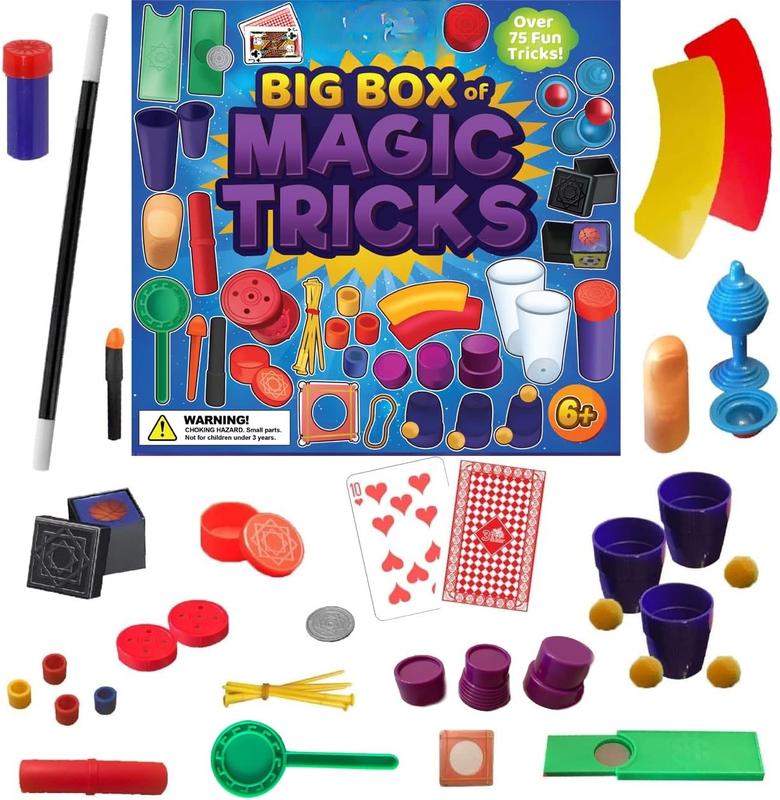 Deluxe Magic Kit Set with Toy Wand  75 Magic Tricks for Kids - Best Age 6 7 8 9 10 11 12