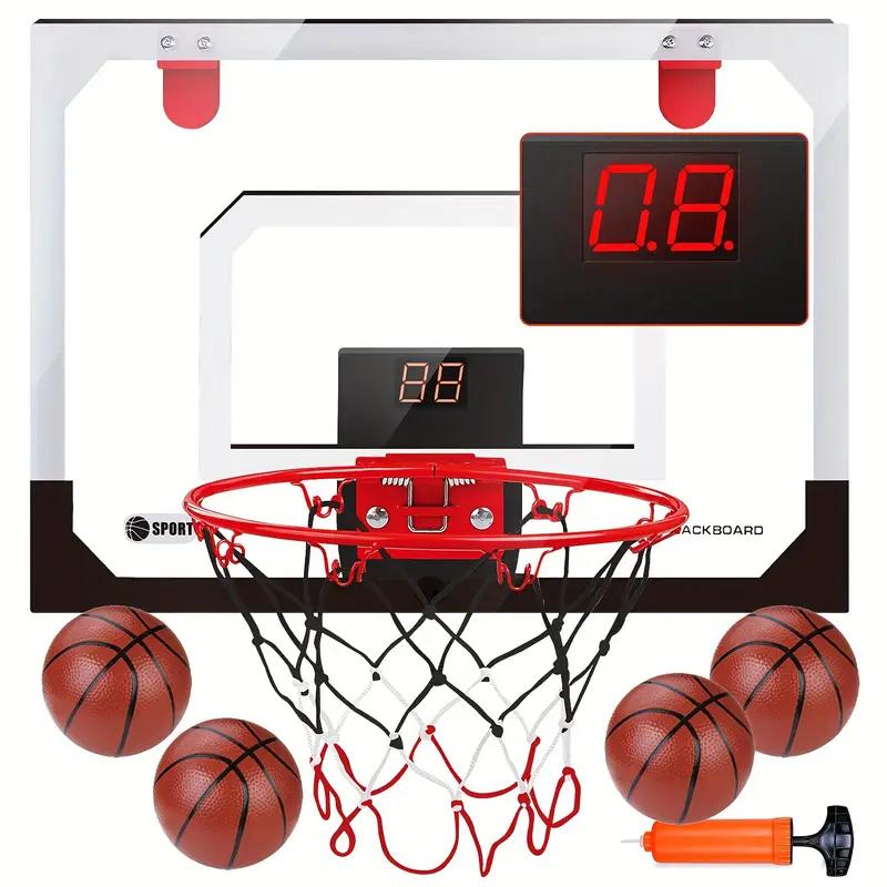 Indoor Basketball Hoop For Kids & Adults, Mini Basketball Hoop With Electronic Scoreboard 4 Balls With Electronic Scoreboard And Sounds, Basketball Toys For 3 4 5 6 7 8 9 10 11 12 Year Old Boys