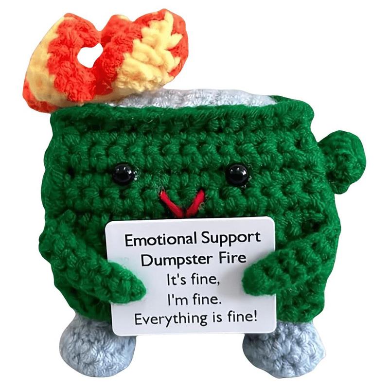 Crochet Dumpster Fire Cute Emotional Support Dumpster Fire Positive Crochet Dumpster Fire Funny Gifts for Friends Coworker