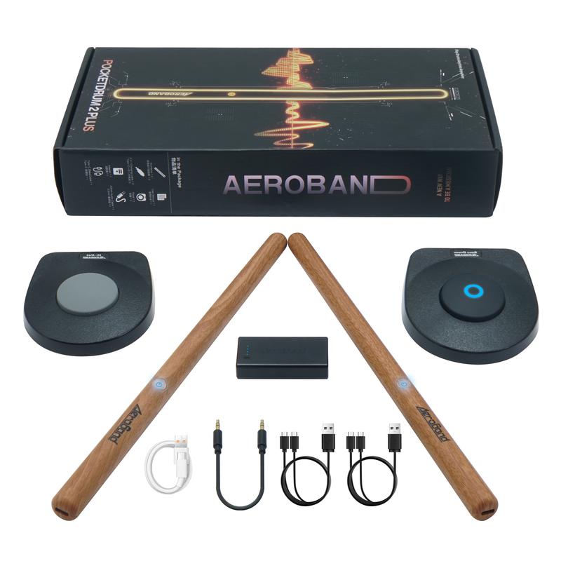 AeroBand PocketDrum 2 Plus | Lowest Price on The Net | Electric Air Drum Sticks, Pedals, Bluetooth and 8 Sounds, USB MIDI Function, Electronic Drum Set for Adults, Kids, Professionals, Gift, Air Drum with Drumsticks