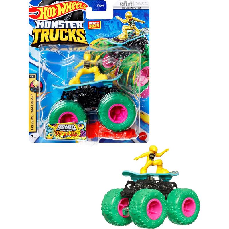 Hot Wheels Monster Trucks, 1 Toy Truck in 1:64 Scale & 1 Crushable Car, Vehicle Play for Kids & Collectors (Styles May Vary)