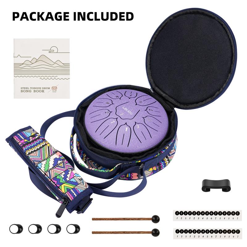 LEKATO Steel Tongue Drum with Crossbody Bag Kit,6 Inch 11 Note Steel Handpan Drum Percussion Set,for Meditation Yoga Adult Child Kid Musical Education Beginner Professional,Music Lover Player Friend Fun Relax Christmas Gift