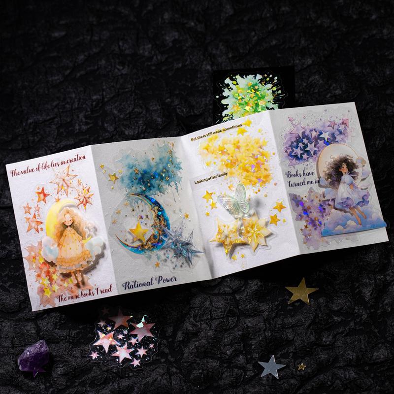 Star Themed Sticker, 10pcs set DIY Scrapbooking & Stamping Sticker, Decorative Sticker for Scrapbooking & Journal Making, Christmas Gift