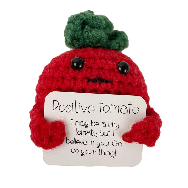 Cute Knitted Tiny Things Tomato with Base, Handmade Woolen Tomato Decor, Funny Crochet Tomato Doll for Home Decor, Gift, Stress Relief Office Tomato Doll