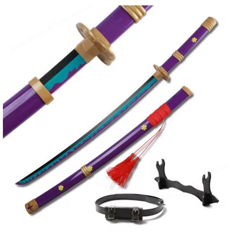 3-pcs Set Roronoa Zoro Swords 104cm Handmade Katana Japanese Anime Cosplay Sword Shusui Enma Kitetsu Free sword holder and belt