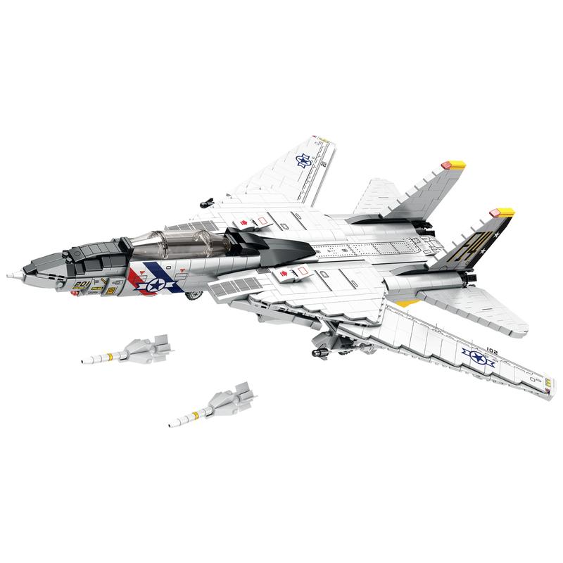 BARWEER-Military Tomcat F14 Fighter Aircraft Building Blocks MOC Carrier-Base Fighter Model Bricks Set Holiday Gifts Gifts for Adults and Teens Birthday Christmas Gifts building set building brick