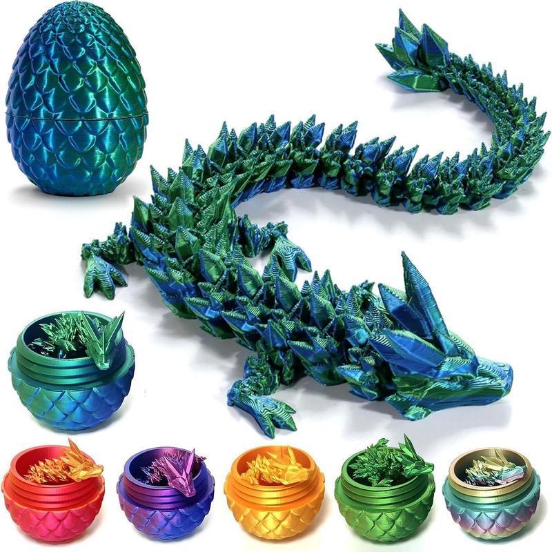 3D Printed Dragon Egg, Oriental dragon，15lnch Crystal Dragon inDragon Egg,Surprise Egg,Articulated Dragon,Fidget Toys for Executive Home OfficeDecor,Toys for Kids Gifts dragon sculpture,