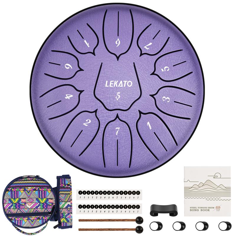 LEKATO Steel Tongue Drum with Crossbody Bag Kit,6 Inch 11 Note Steel Handpan Drum Percussion Set,for Meditation Yoga Adult Child Kid Musical Education Beginner Professional,Music Lover Player Friend Fun Relax Christmas Gift