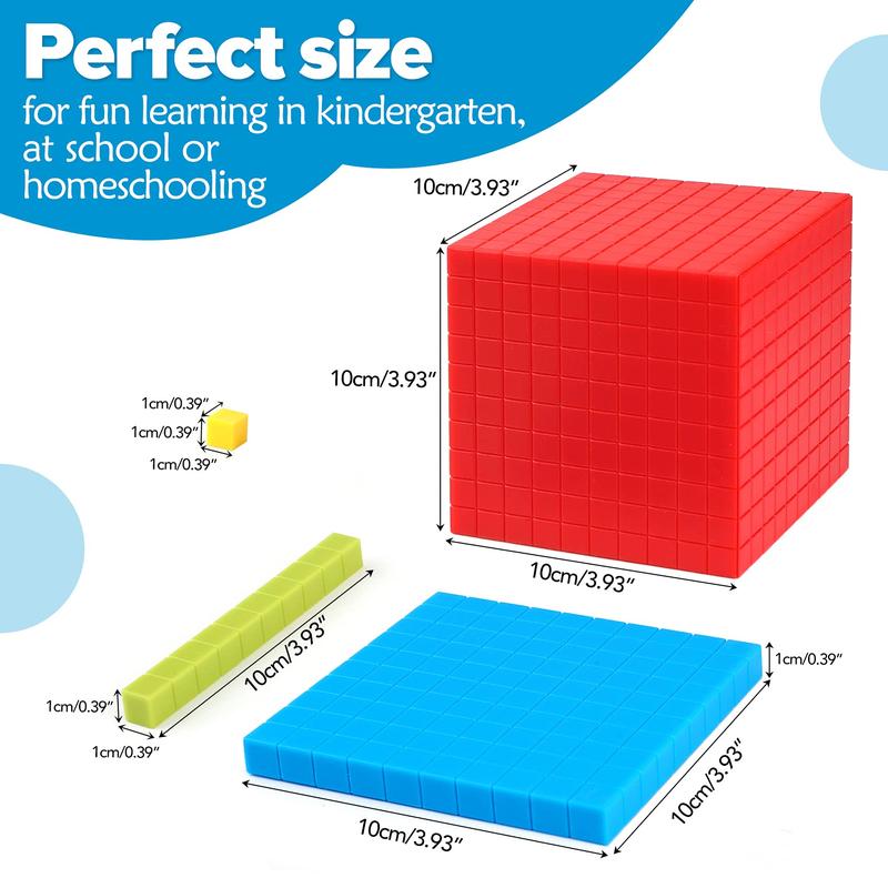 131 PCS Base Ten Blocks for Math - Place Value Blocks, Plastic Base 10 Math Manipulatives 1st Grade, Math Counters, Number Blocks, Math Cubes, Counting Cubes for Math