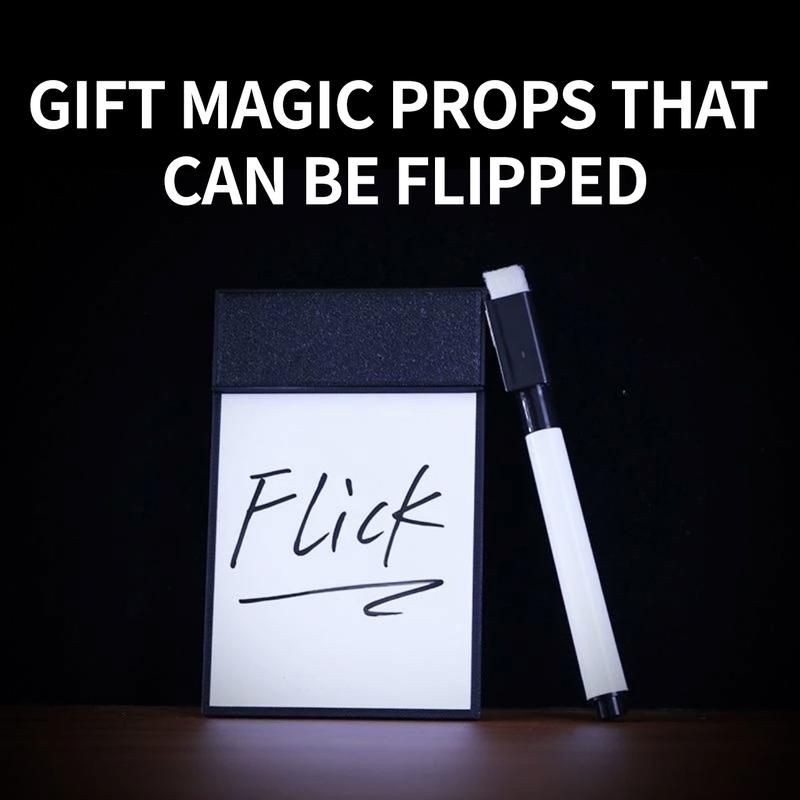 Creative magic props,Magic Flick Pad,Magic drawing board to ring notepad 520 gift for girlfriend,fun couples bonding magic tricks engaging flick pad,with a pen