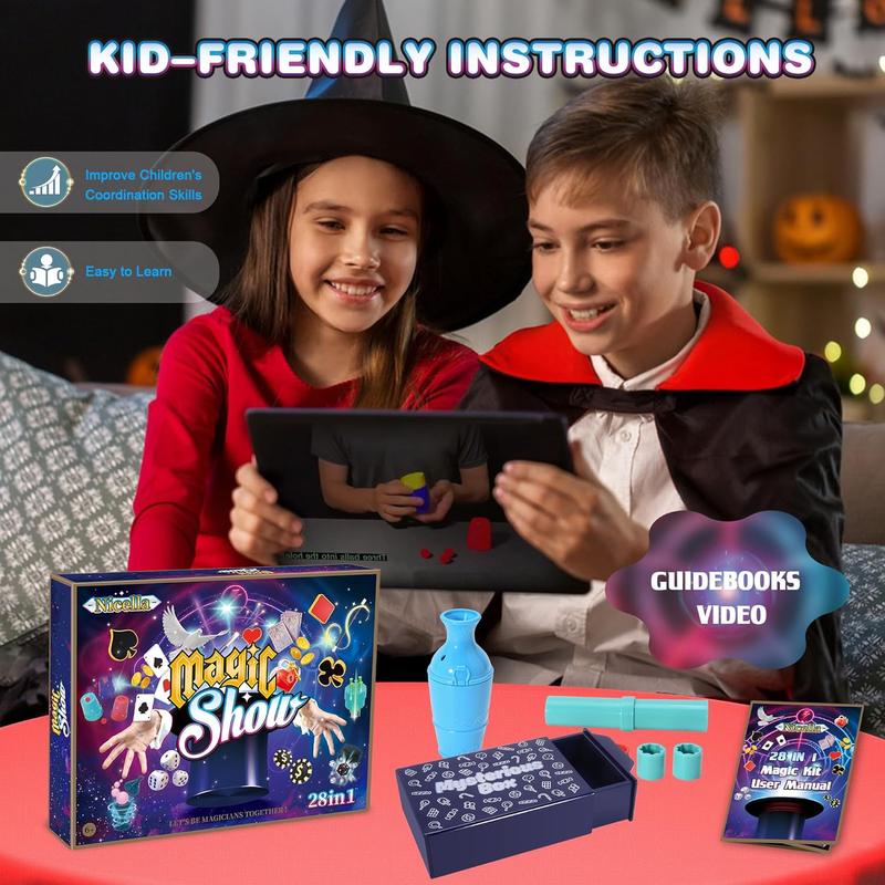 Magic Kit, 109+Magic Tricks for Kids Age 6-8, Magic Set with Manual and Video for Beginners and Kids, Christmas Halloween Birthday Gifts Toys for Kids Ages 6 7 8 9 10 11 12 Years Old Boys Girls