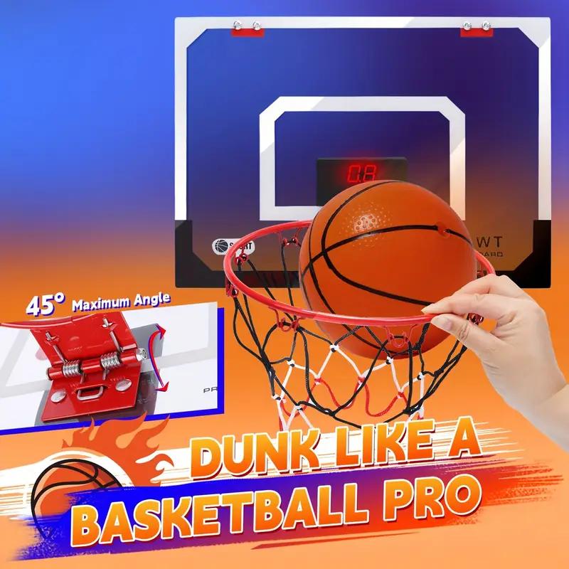 Indoor Basketball Hoop For Kids & Adults, Mini Basketball Hoop With Electronic Scoreboard 4 Balls With Electronic Scoreboard And Sounds, Basketball Toys For 3 4 5 6 7 8 9 10 11 12 Year Old Boys