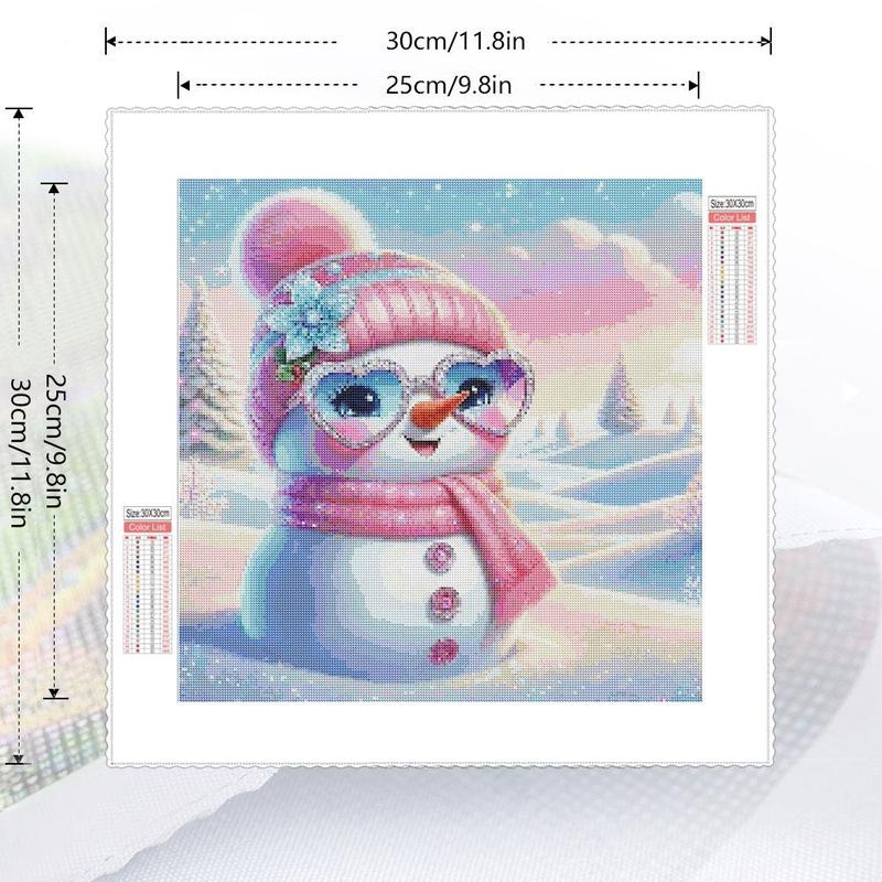 Snowman Pattern Diamond Arts Colorful Painting Kit without Frame, DIY 5D Diamond Decorative Painting Kit, Wall Art Ornaments for Home Living Room Bedroom