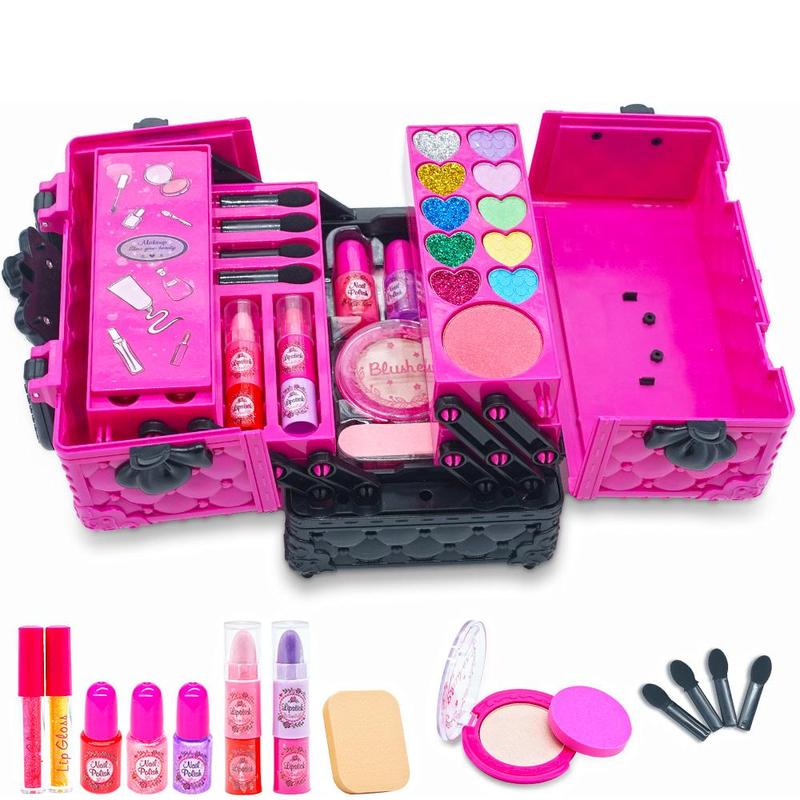 Washable Makeup Toy Set, 52pcs set Multifunctional Makeup Pretend Play Toy, Parent-child Interactive Toy, Birthday Gift for Girls