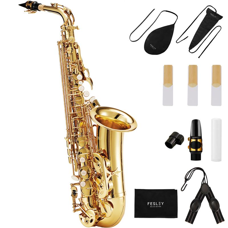 Fesley Saxophone E Flat Alto Saxophone: Saxofón Alto for Professional, Alto Sax for Beginners & Students