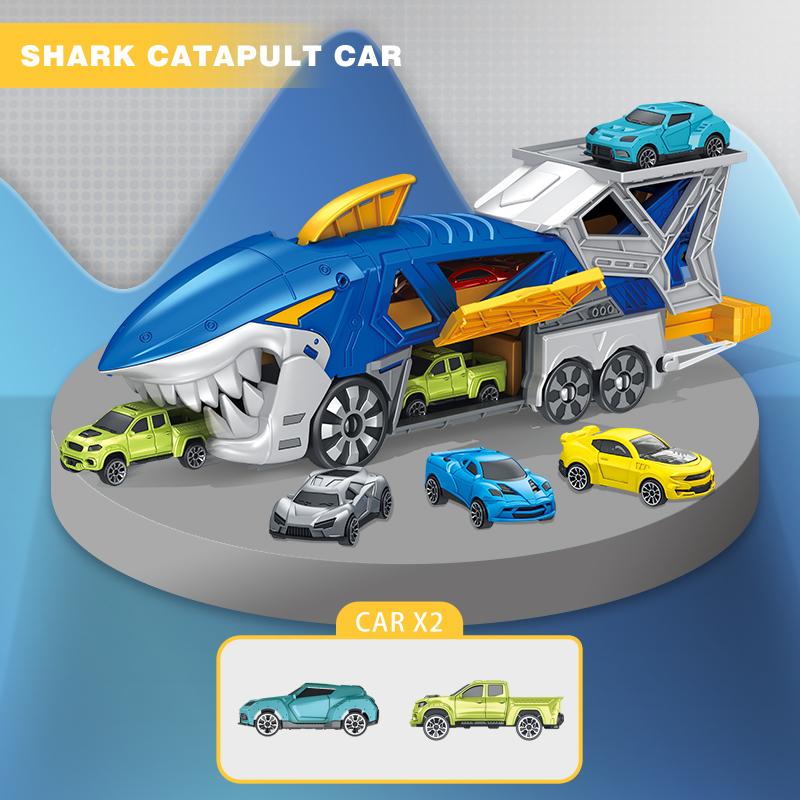 Shark Toy Car Track Set, Loop and Launcher Race Car Toys, Truck for 3-9 Year Old Boys and Girls, Shark Toys Carrier Vehicle for Kids 3-5, Gifts for 3 Plus Year Old Boy Toys