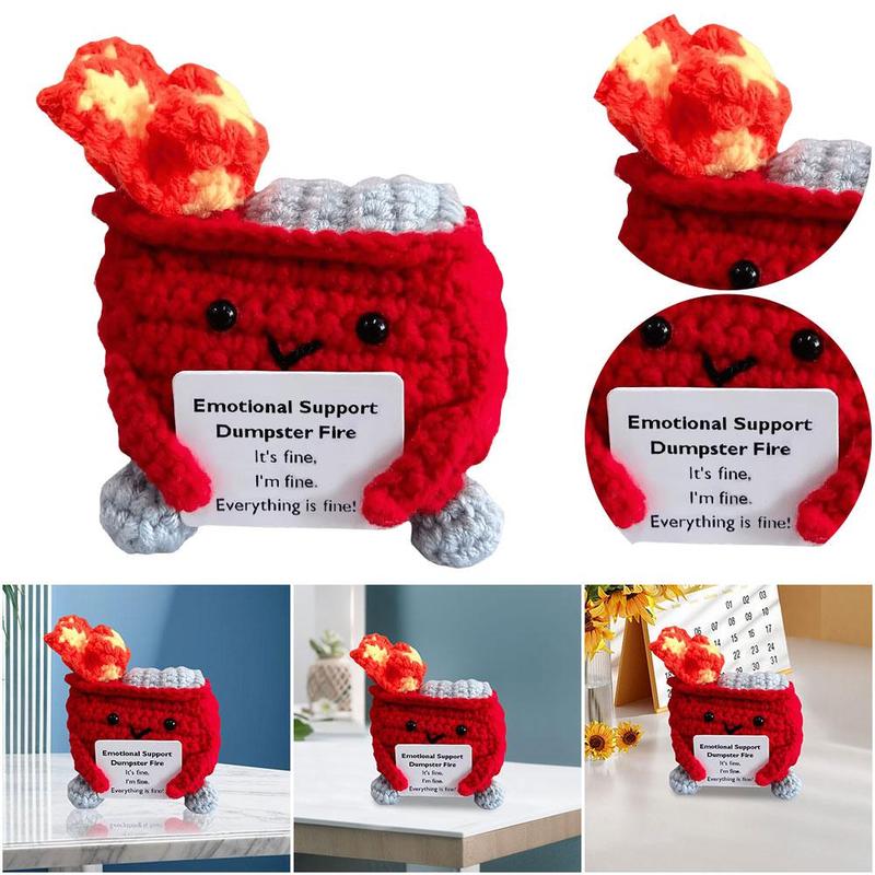 Crochet Dumpster Fire Cute Emotional Support Dumpster Fire Positive Crochet Dumpster Fire Funny Gifts for Friends Coworker