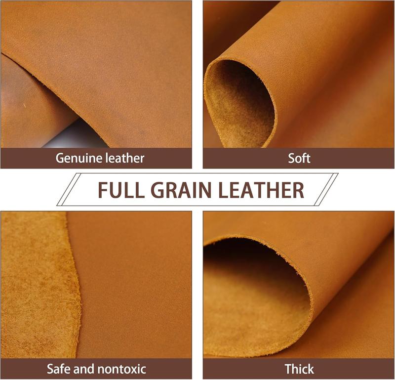 Buffalo Leather Sheet 2.0-2.2mm(5-5.5oz) Thick Finished Full Grain Buffalo Leather  Crafts Tooling Sewing Hobby Workshop Crafting Leather( Brown 10