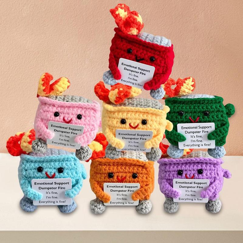 Crochet Dumpster Fire Cute Emotional Support Dumpster Fire Positive Crochet Dumpster Fire Funny Gifts for Friends Coworker