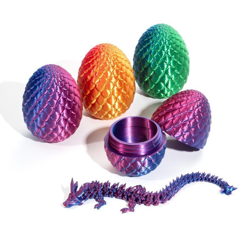 4PCS 3D Printed Dragon Egg for a Pleasant Surprise, Articulated Crystal Dragon Eggs with Dragon Inside