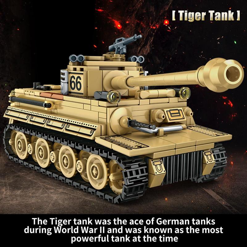 1030 Piece WW2 Army Tanks Toy Building Sets,Create a German Panzer 38T and a German Tiger Tank Toys,Adult Collectible Model Tanks Sets to Build,Great Military Gift for Boy,Kid,and Teens Age 6+