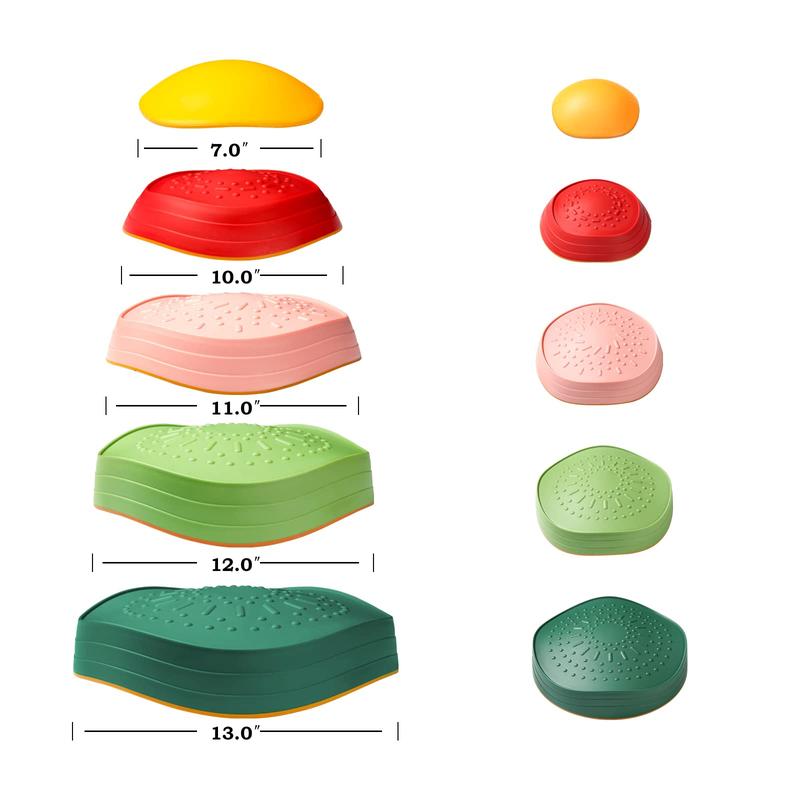 Stepping Stones for Kids, 5pcs Non-Slip Plastic Balance River Stones for Promoting Children's Coordination Skills Sensory Play Equipment Toys Toddler Ages 3 4 5 6 7 8 Years