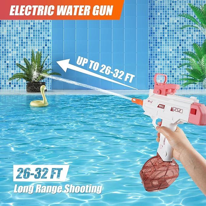 Summer children's fully automatic water shooting toy, large capacity water storage 500+cc electric water spray, outdoor beach, home swimming pool water battle game gatlingwaterblaster watergun blue memory training and observation