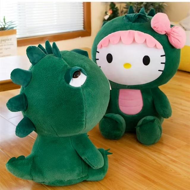 35cm 13.8in Kawaii Kitty Dinosaur Plush Toy Cartoon Doll Room Decoration Sleeping Throw Pillow Kids Birthday Christmas Gift