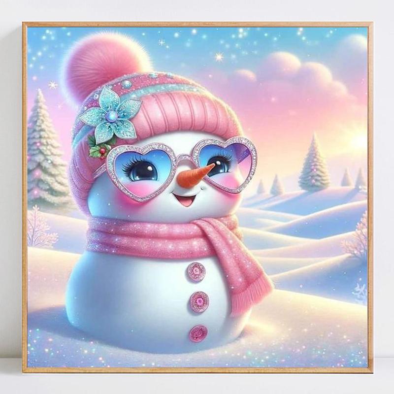 Snowman Pattern Diamond Arts Colorful Painting Kit without Frame, DIY 5D Diamond Decorative Painting Kit, Wall Art Ornaments for Home Living Room Bedroom