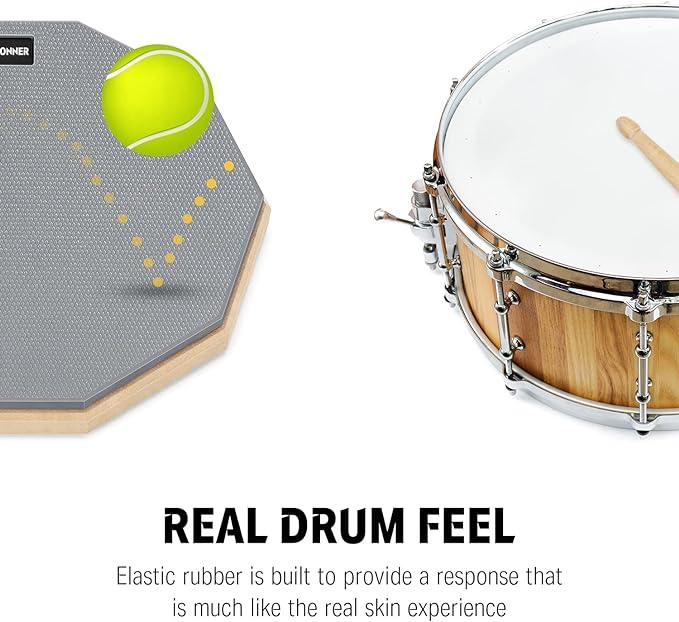 Donner Drum Practice Pad 8 Inches, Silent Practice Drum Pad 2-Sided With Drum Sticks - Gray Blue