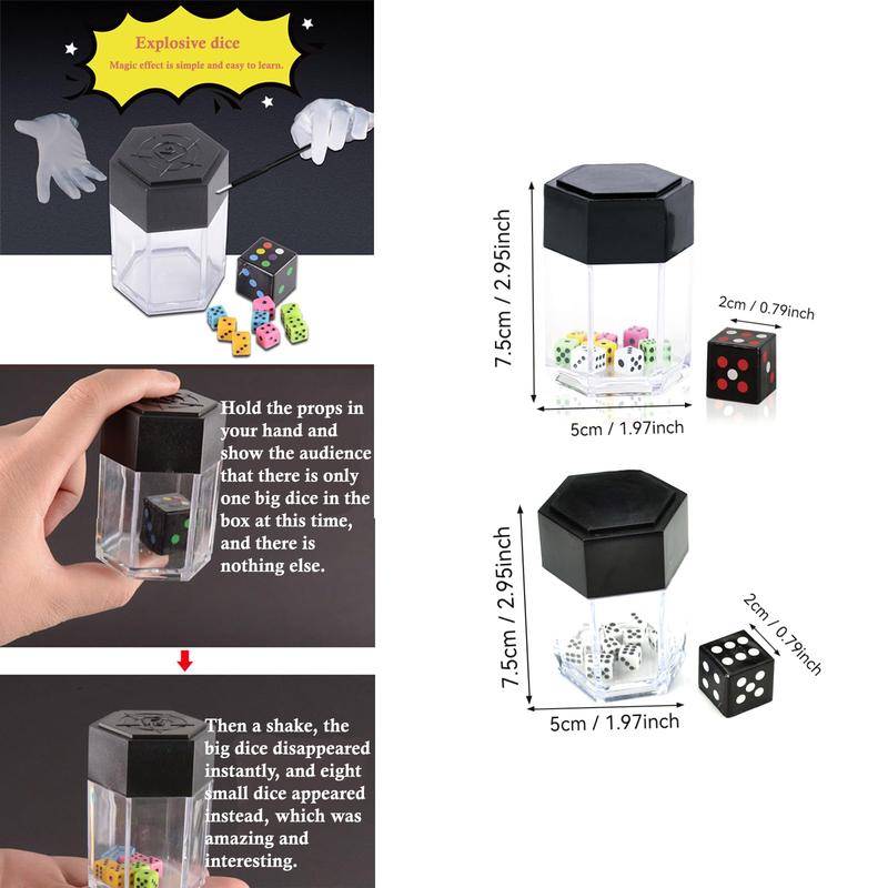 Magic Explode Explosion Dice Easy Magic Tricks for Kids Magic Prop Novelty Funny Toy Close-up Performance Joke Prank Toy