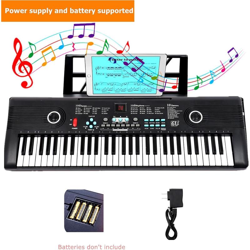 Keyboard Piano 61 Key Music Electric Piano For  Beginner W Dual Speaker Microphone Portable Digital Piano Birthday Christmas Gifts