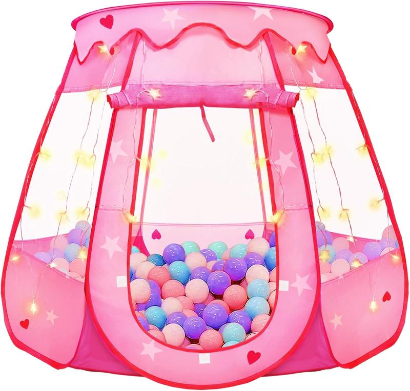 Pop-Up Princess Tent for Girls 1-3 Years with Star Lights, Birthday Gift, Indoor Outdoor Ball Pit, Foldable Toy for Toddlers 12-18 Months star light