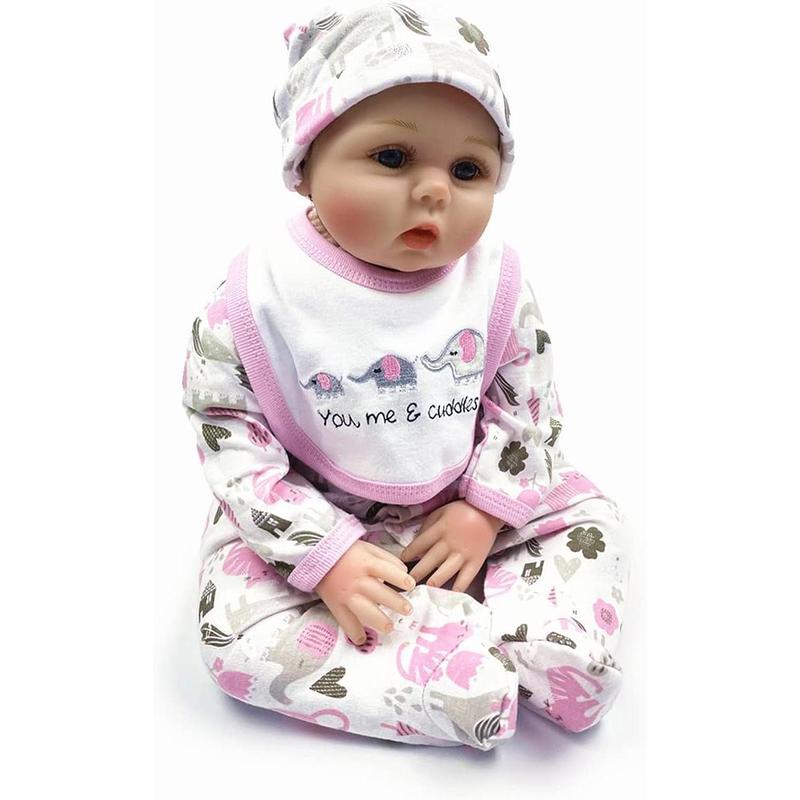 Reborn Baby Girl Dolls Clothes 22 inches 5 pcs Sets Pink Baby Elephant Outfit Accessories for 20-22