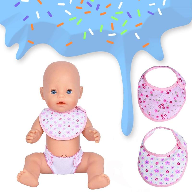 4 Pack Doll Diapers Doll Underwear and 2 Pack Doll Bibs for 14-18 Inch Baby Dolls, Suitable for Infant Baby Doll Girls Boys