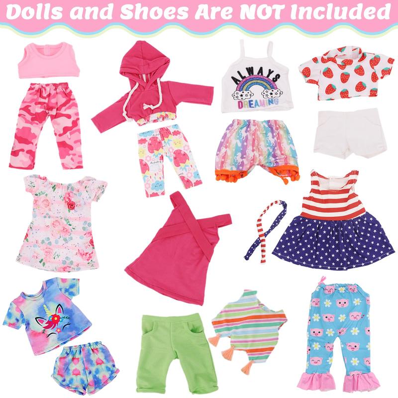 17 Pcs American Doll Clothes and Accessories for 18 Inch Doll, Including 18 Inch Doll Clothing Outfits Dress Pajama Frocks