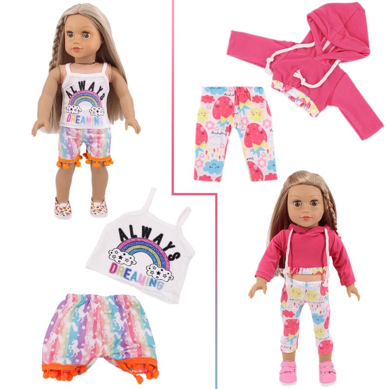 17 Pcs American Doll Clothes and Accessories for 18 Inch Doll, Including 18 Inch Doll Clothing Outfits Dress Pajama Frocks