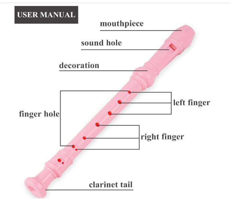 Recorder Instrument for Beginner Kids Adults,8-Hole Soprano Descant Recorder Music Flute with with Cleaning Rod & Leather Case For School Student Home Entertainment(2-Pink Green Splash-ink)