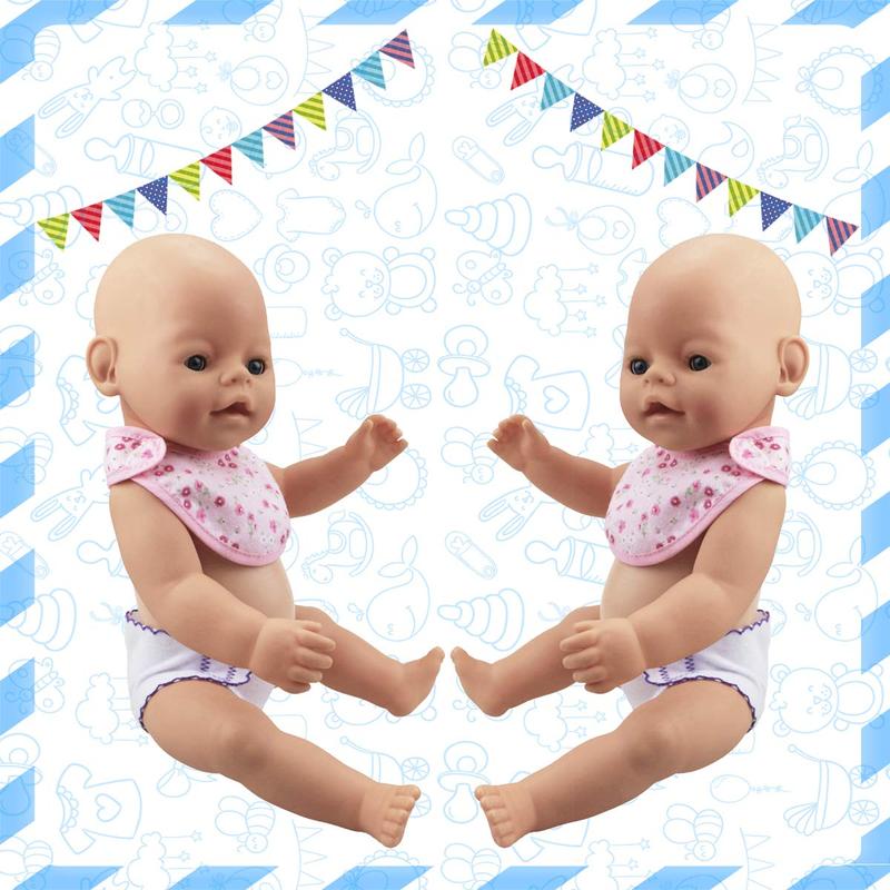 4 Pack Doll Diapers Doll Underwear and 2 Pack Doll Bibs for 14-18 Inch Baby Dolls, Suitable for Infant Baby Doll Girls Boys