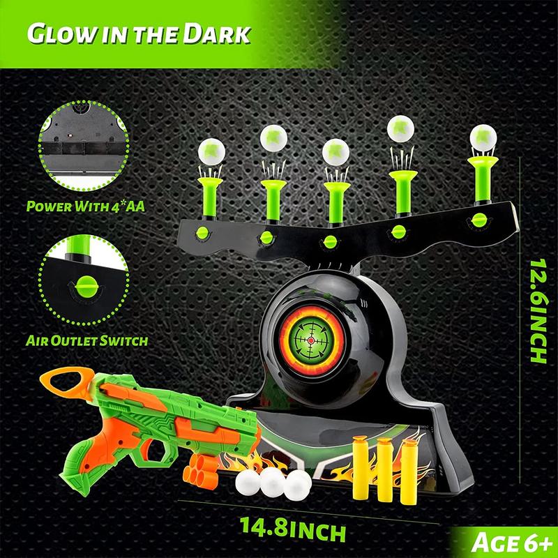 Shooting Targets for Nerf Guns Shooting Game Glow in The Dark Floating Ball Target Practice Toys for Kids Boys Hover Shot 1 Blaster Toy Gun 10 Soft Foam Balls 3 Darts Gift nerf gun