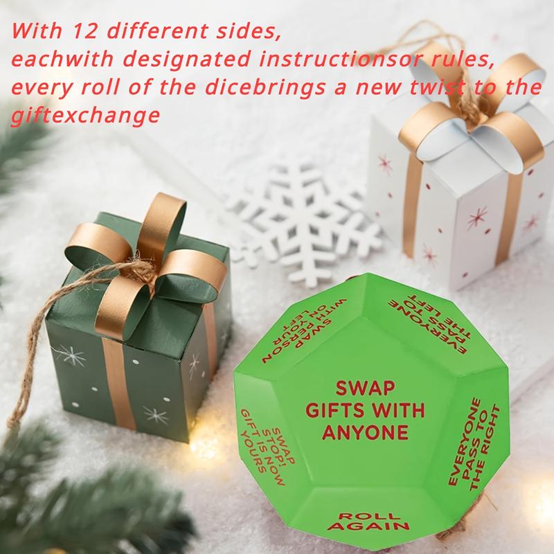 [Customer Favorite] 2025 Santa Gift Exchange Dice - 3x3 Inch, 12 Unique Sides for Christmas Party Fun & Family Games, Christmas Toys