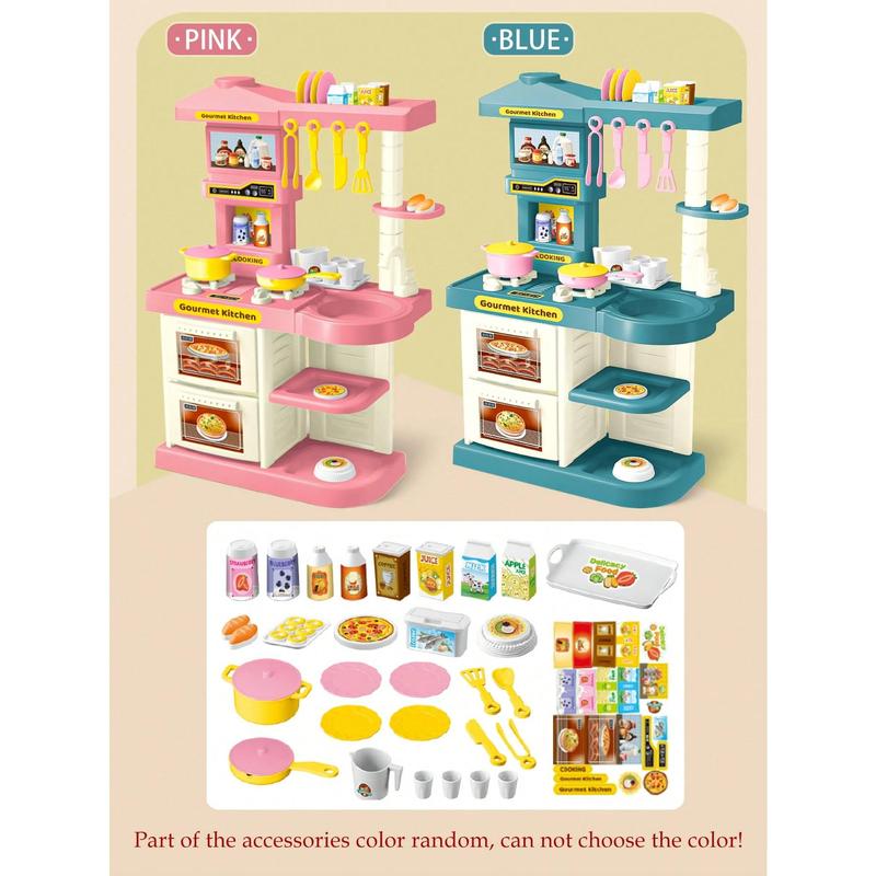 Christmas Decoration 1set Mini Kitchen Playset Pretend Play Toy with Realistic Look and Functional Equipment, Including Tableware, Bakeware, Cookware, Etc. Scene Simulation for Parent-Child Interaction and Educational Play,  Christmas Birthday Gift